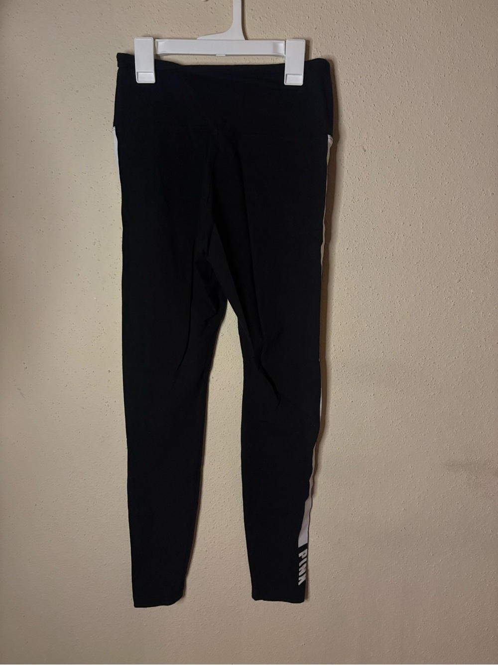 PINK Victoria's Secret Black Leggings with White Side Panels